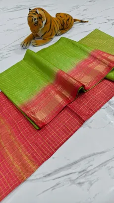 Traditional Mangalgiri Cotton Saree with Mini Check Design & Handwoven Finish